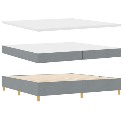 Boxspringbed Met Matras & Bank Stof Lichtgrijs 200 x 200 cm Lijnen ontwerp