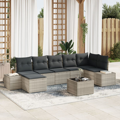 Tuin Sofa Set Set Van 8 Lichtgrijs Rattan, Polyester