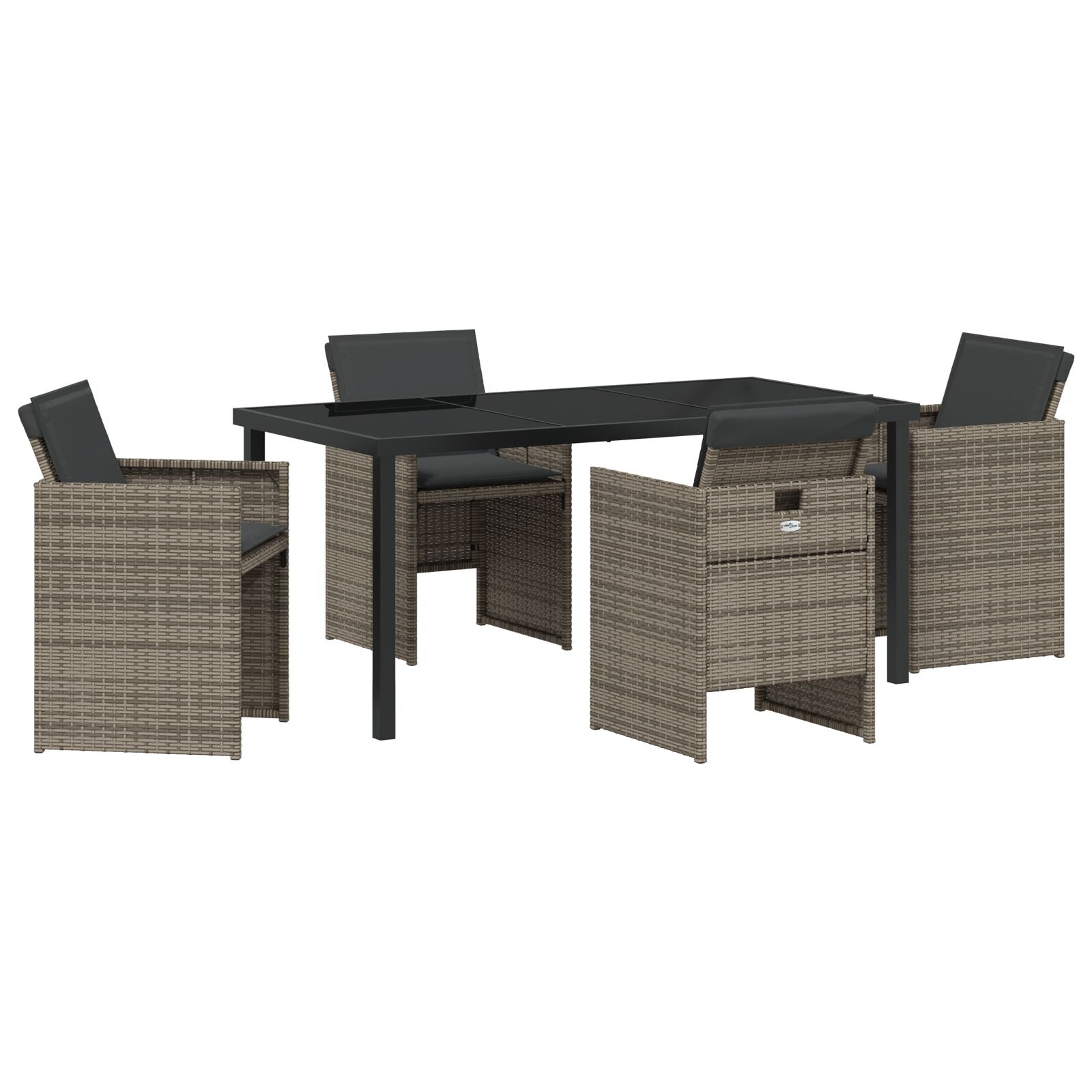 5-Delige Tuin Eetset Met Kussens Grijs Poly Rattan