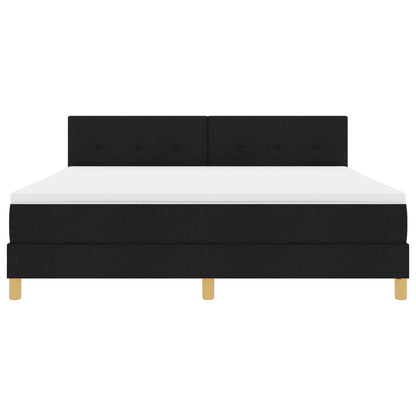 Boxspring Bed Met Matras Stof Zwart 180 x 200 cm Met knopen