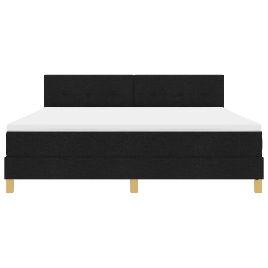 Boxspring Bed Met Matras Stof Zwart 180 x 200 cm Met knopen