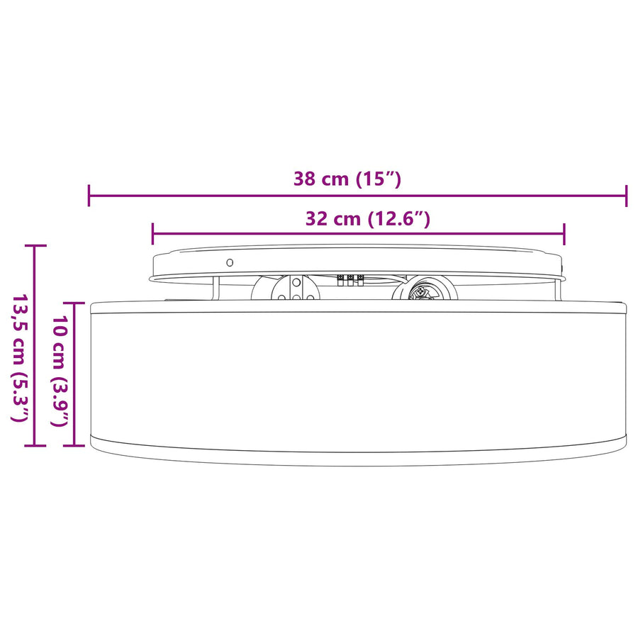 Plafondlamp Inbouw Ø 38 Cm Stof E27 Ø38 x 13,5 cm Wit zonder sterrenlampenkap