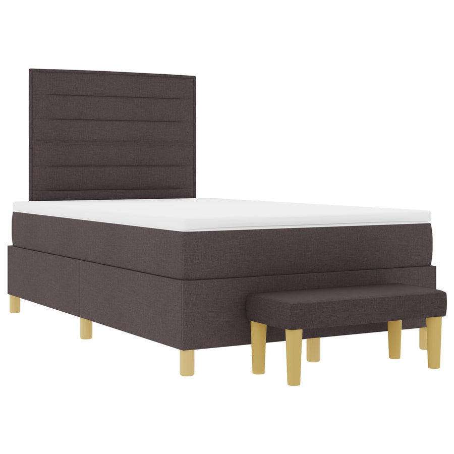 Boxspringbed Met Matras & Bank Donkerbruin 120X190 Cm Stof Blauw