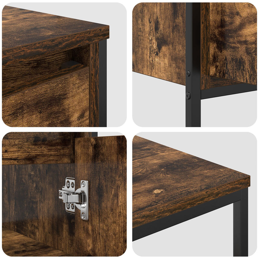 3-Delige Badkamermeubelset In - Gegutereerd Hout Gerookt eiken Basin kast + 2x badkamerkast