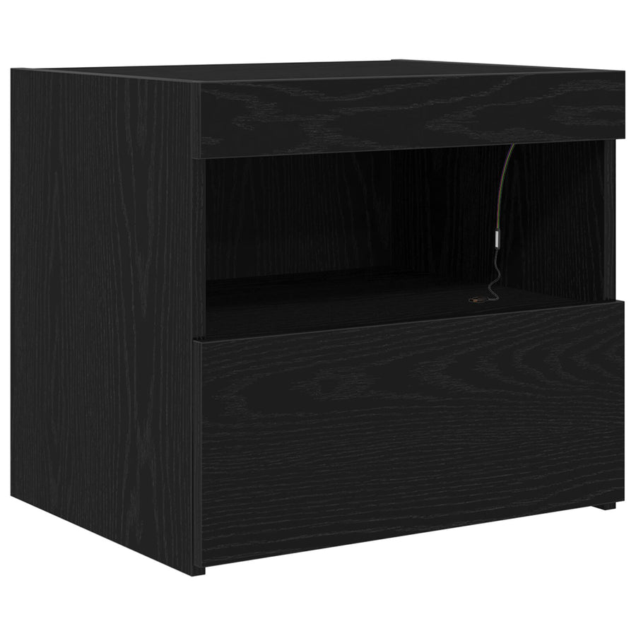 Nachtkastjes Met Led-Verlichting 2 Stuks Zwart Eiken 50X40X45 Cm