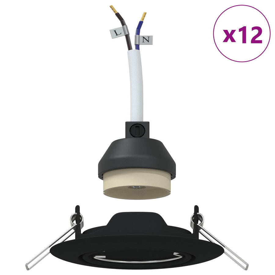 Lampen Set Van 12 Kunststof, Metaal 9 Cm Zwart