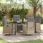 Garden Dining Set with Cushion 5 pcs Beige Poly Rattan