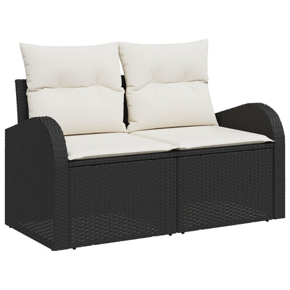 5-Delige Tuin Sofa Set Met Kussens Zwart Poly Rattan