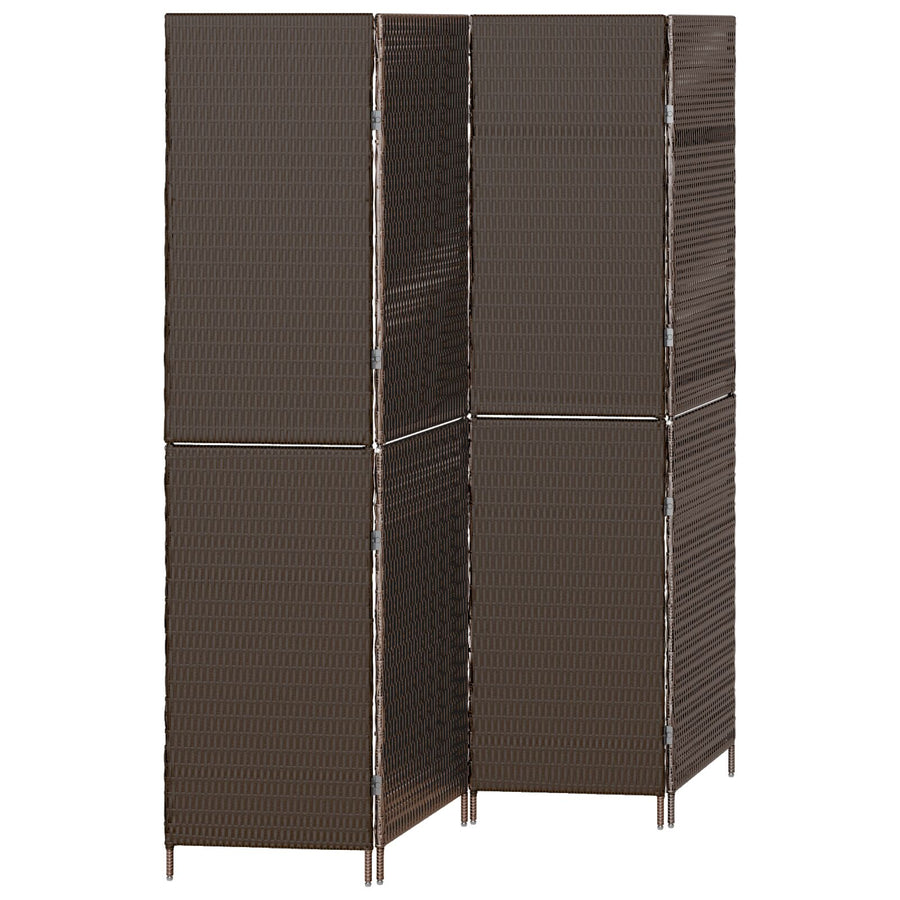 Kamerscherm Vouwbaar 195X Poly Rattan 180 cm Bruin 4 panelen