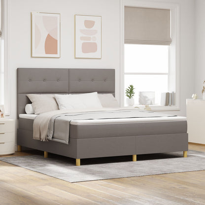 Boxspring Bed Met Matras Taupe Super King Stof Blauw