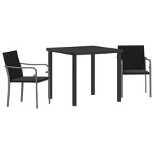 3-Delige Tuin Eettafelset Met Kussens - Poly Rattan 2-Zitter Zwart 80 cm