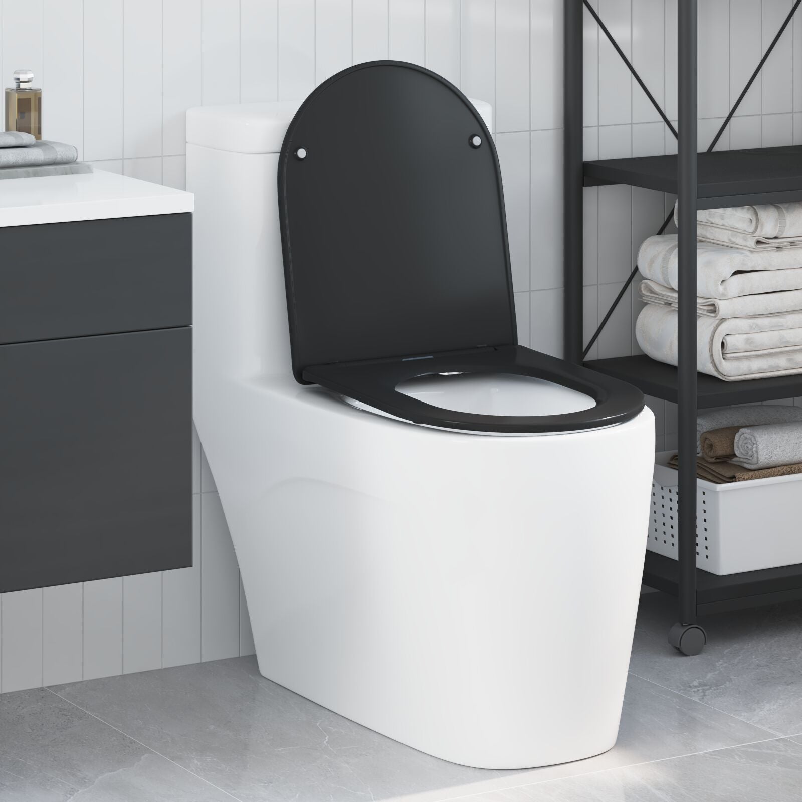 Snelsluiting Toiletzitting Met Soft Close - Duroplast, Zwart