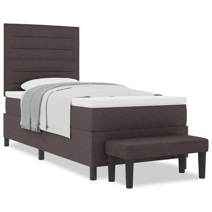 Boxspringbed Met Matras & Bank Stof Donkerbruin 100 x 200 cm Lijnen design