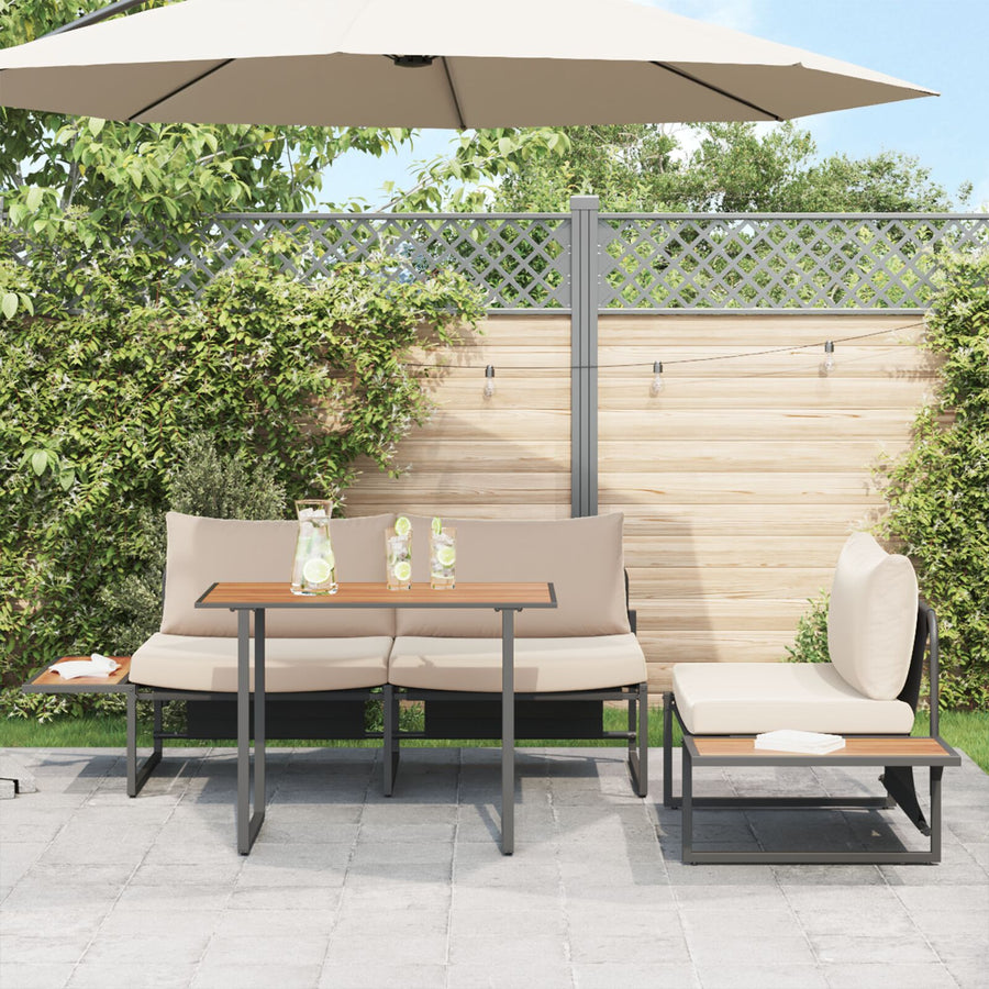 3-Delige Tuin Eetset Met Taupe Kussens