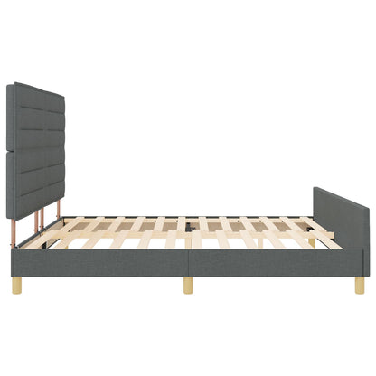 Donkergrijze Stof Bedframe 200X200 Cm Crème