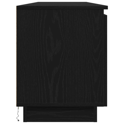 Tv-Kast Met Led 180X38X49 Cm Gelaagd Hout Zwart eiken