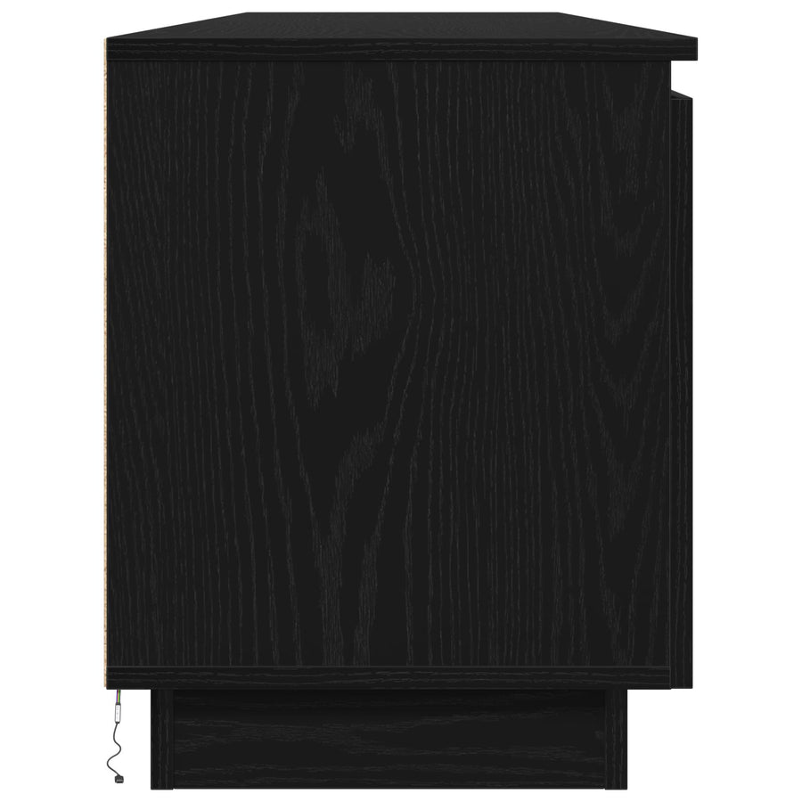 Tv-Kast Met Led 180X38X49 Cm Gelaagd Hout Zwart eiken