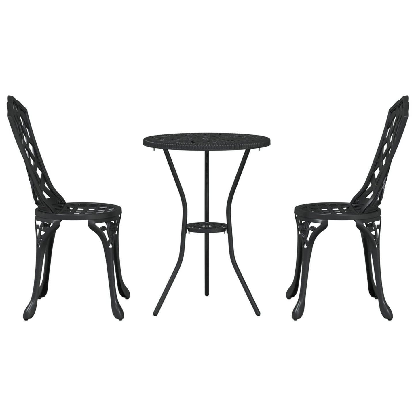 3-Delige Tuin Bistro Set In Gietaluminium Zwart