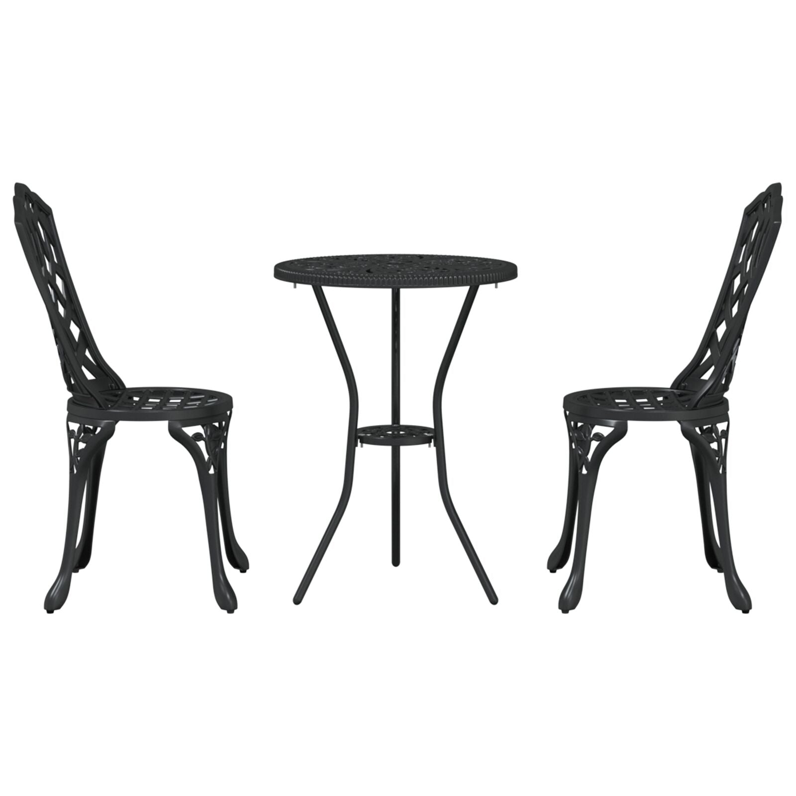 3-Delige Tuin Bistro Set In Gietaluminium Zwart
