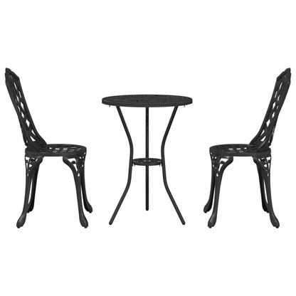 3-Delige Tuin Bistro Set In Gietaluminium Zwart