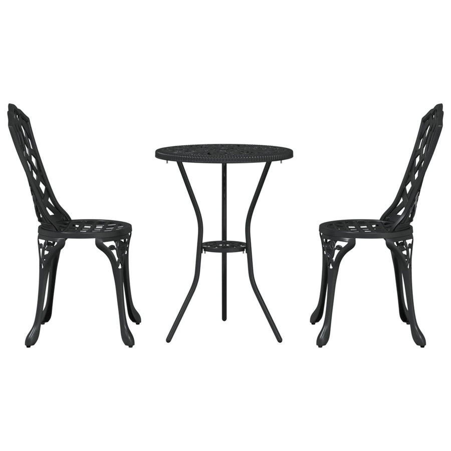3-Delige Tuin Bistro Set In Gietaluminium Zwart