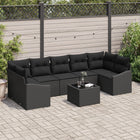 Tuinbankenset poly rattan zwart 7 personen