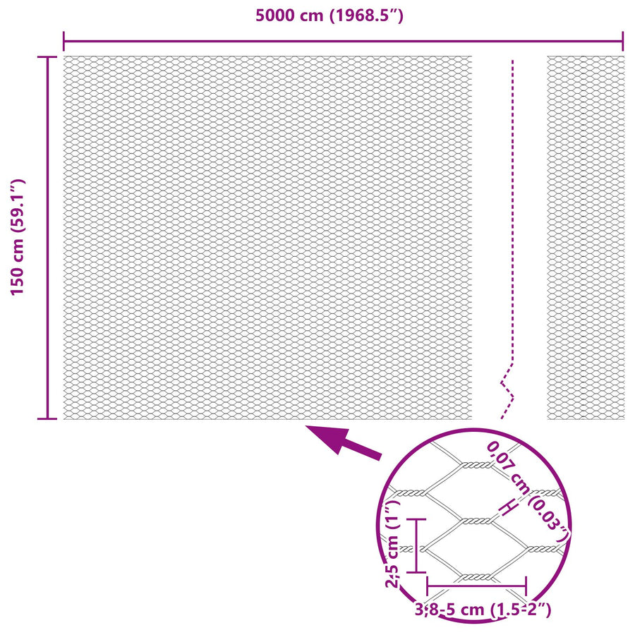 Afscheiding Posten 22 Stuks U-Kanaal Grijs 150 Cm Staal,  Hexagonale Afscheiding Grijs 1,5X50 M Staal