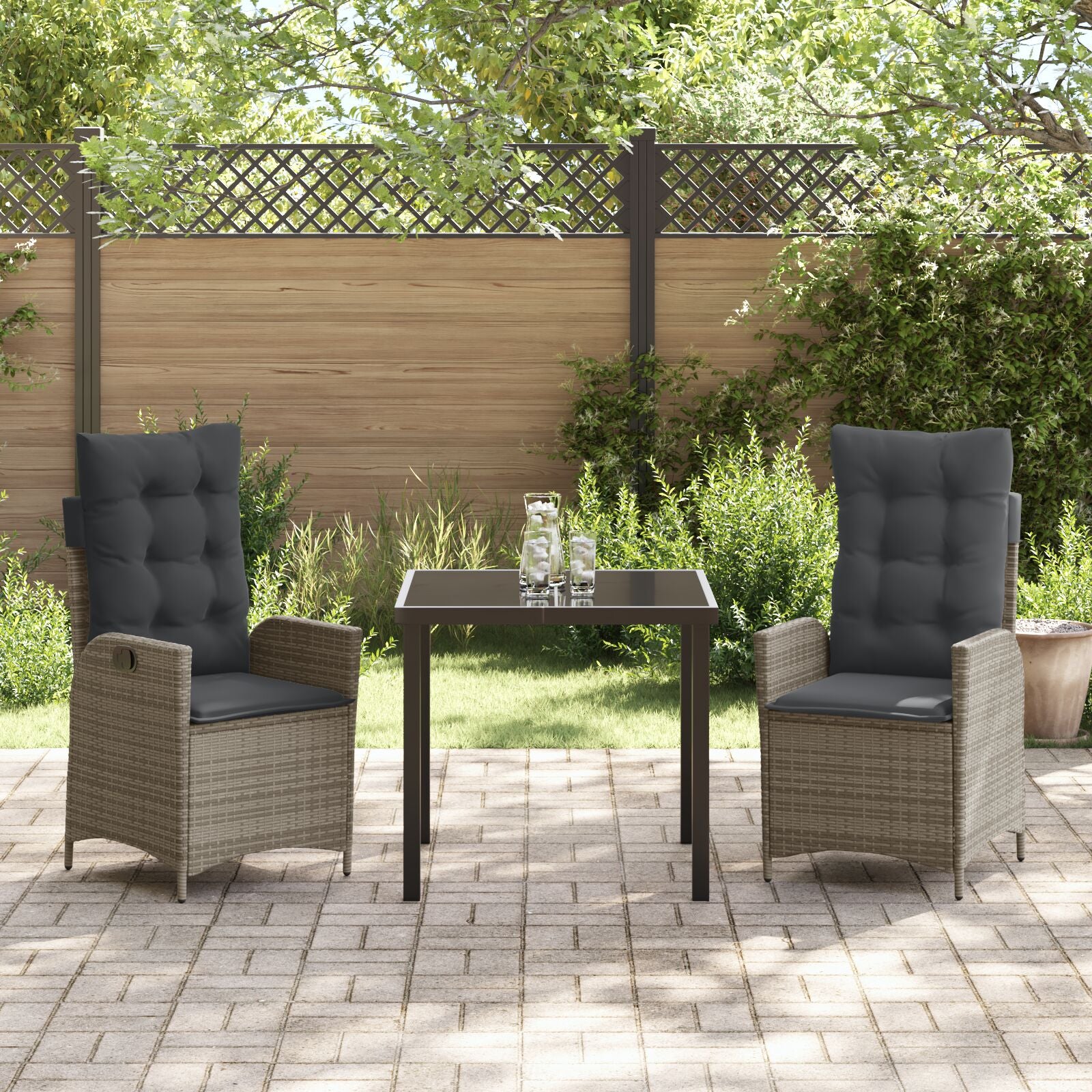 Set Van 2 Grijs Pe Rattan Standaard Afneembare Hoezen