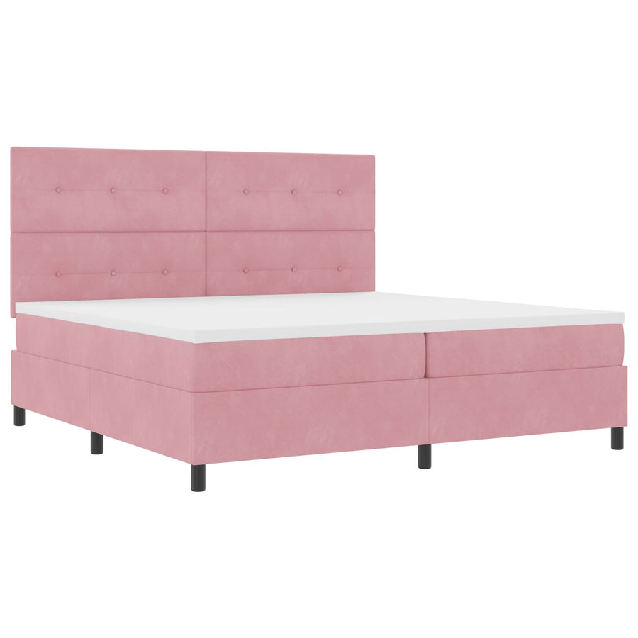 Boxspring Bed Met Matras Roze 200X200 Cm Fluweel Blauw