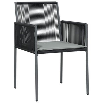 Set Van 4 Zwart, Lichtgrijs Pe Rattan, Schuim, Stof