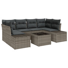 7 Delige Tuin Sofa Set Met Kussens Grijs Poly Rattan