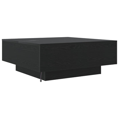 Salontafel Met Led-Verlichting Zwarte Eik 80X80X31 Cm