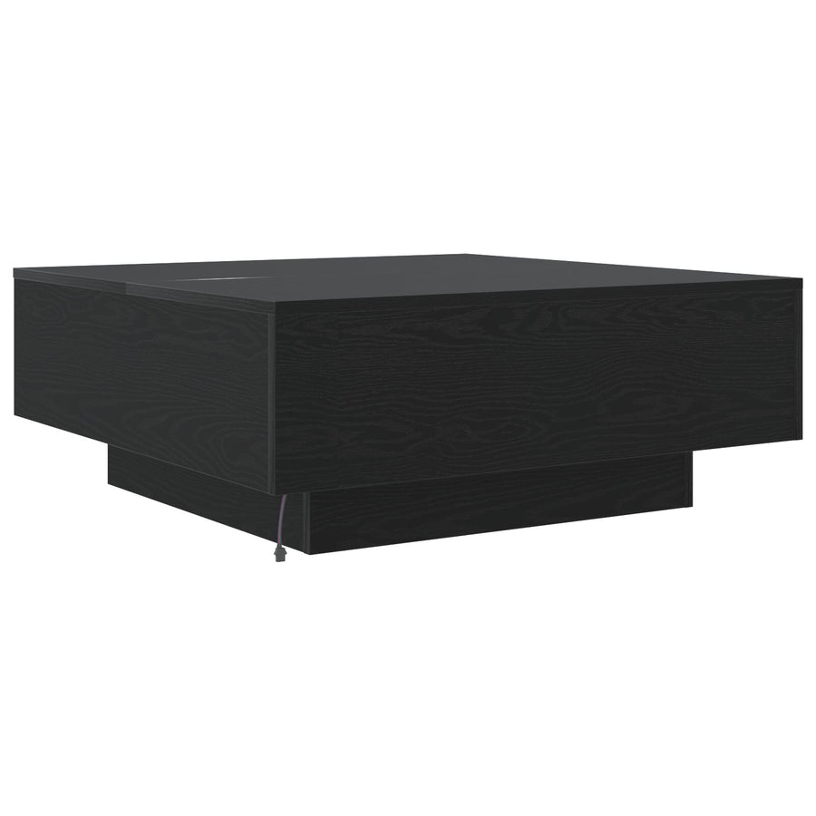 Salontafel Met Led-Verlichting Zwarte Eik 80X80X31 Cm