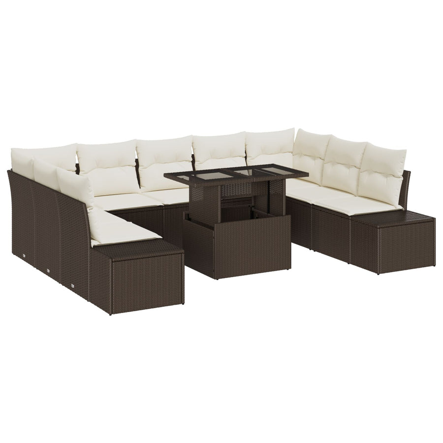 Tuin Sofa Set Set Van 10 Beige Pe Rattan, Polyester, Staal