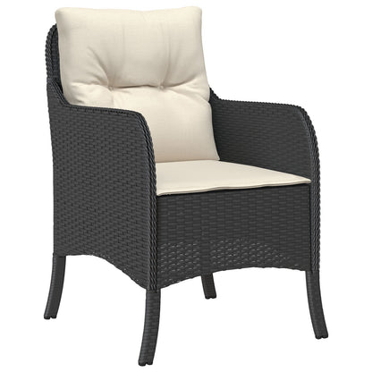 5-Delige Tuin Eetset Met Kussens Zwart Poly Rattan