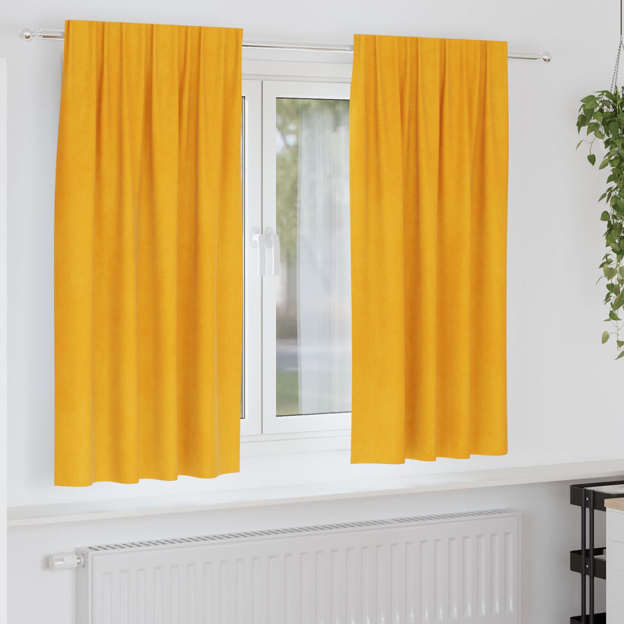 Zwarte Gordijnen Met Bovenband 2 Stuks Velvet Mosterdgeel 140 x 175 cm met ingestikte tape