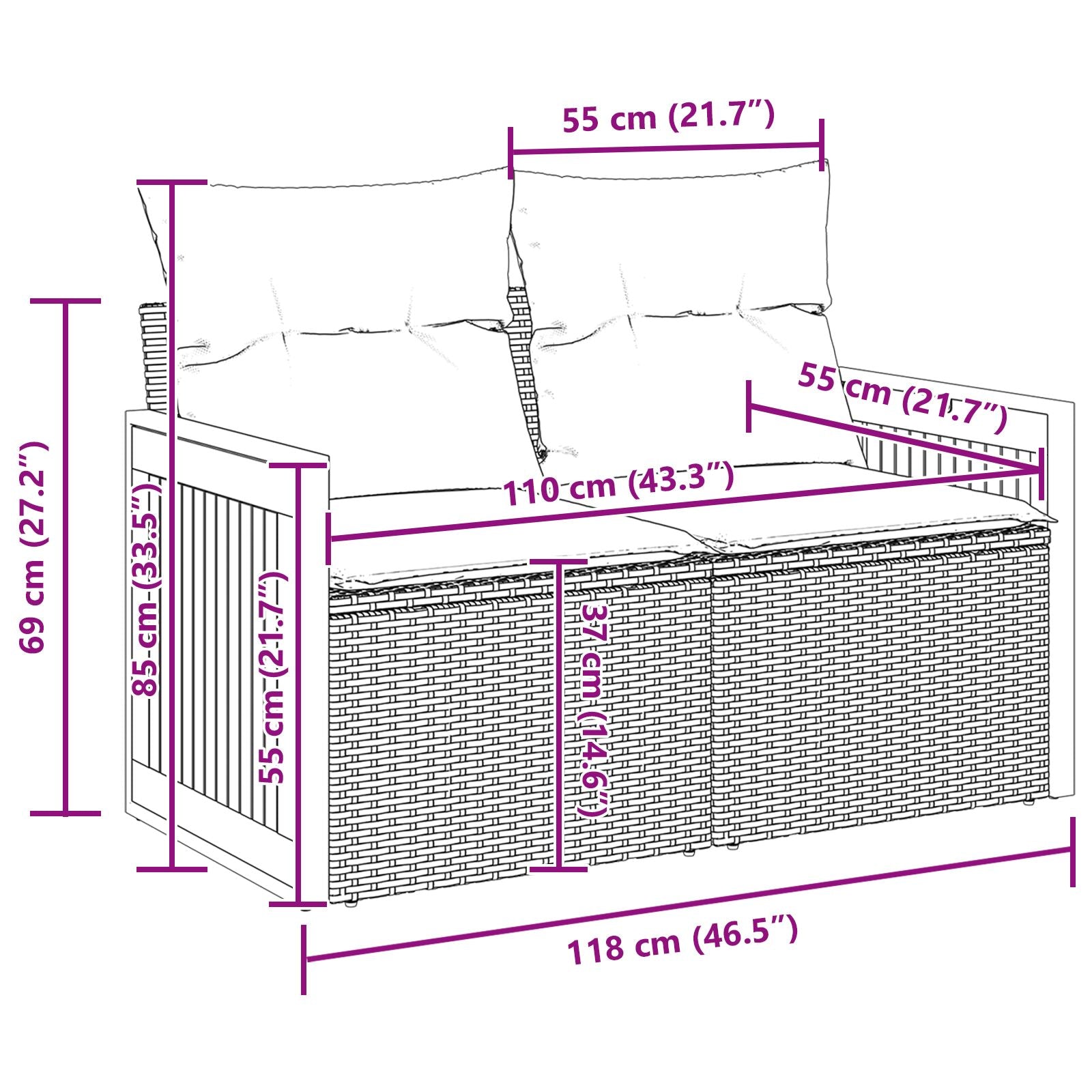 11-Delige Tuin Sofa Set Met Kussens Zwart Poly Rattan Acacia, 2-Zits Tuin Sofa Met Kussens Zwart Poly Rattan, 3-Delig Tuin Eetset Met Kussens Zwart Poly Rattan Acacia Wit