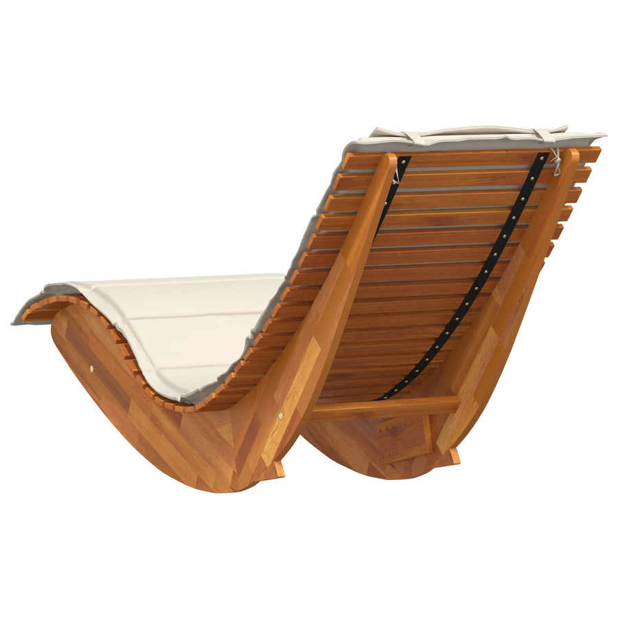 Zonligstoel Set Van 2 Crème, Natuurlijk Hout