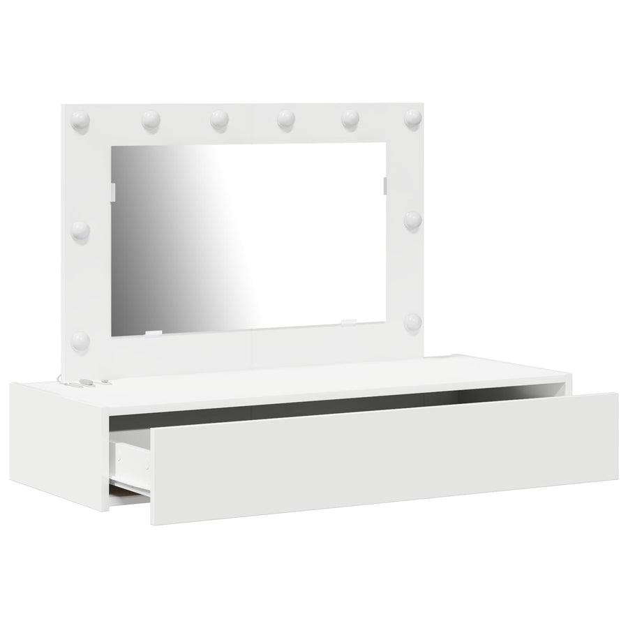 Wandhangende Kaptafel Lichten 100 x 40 x 70 cm Wit met LED
