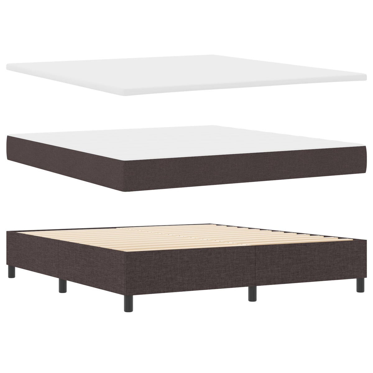 Boxspringbed Met Matras En Bank Stof Donkerbruin 180 x 200 cm Lijnen ontwerp