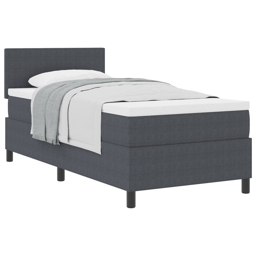 Boxspringbed Met Matras Donkergrijs 80X200 Cm Corduroy Stof