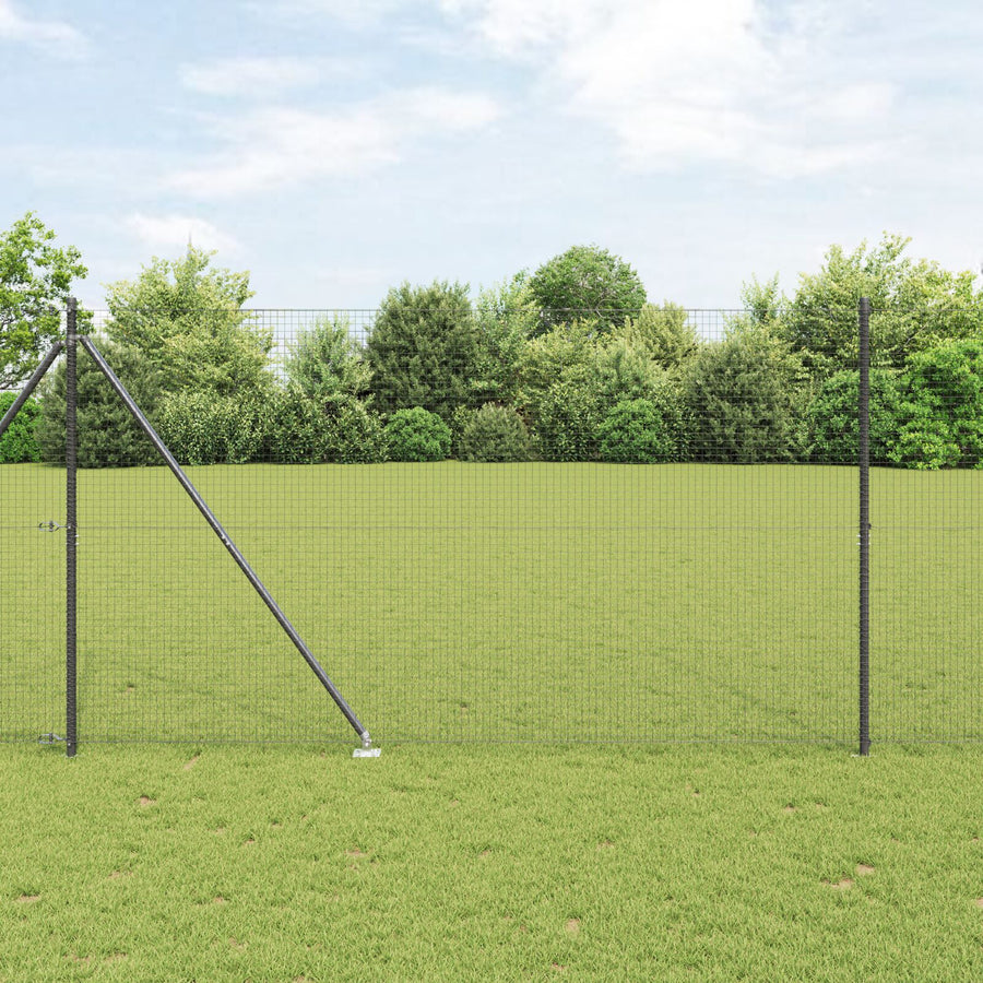 Metalen Hekpaalset Set Van 2 Grijs Metaal, Kunststof 10 X 1.5 M Gegalvaniseerd Staal