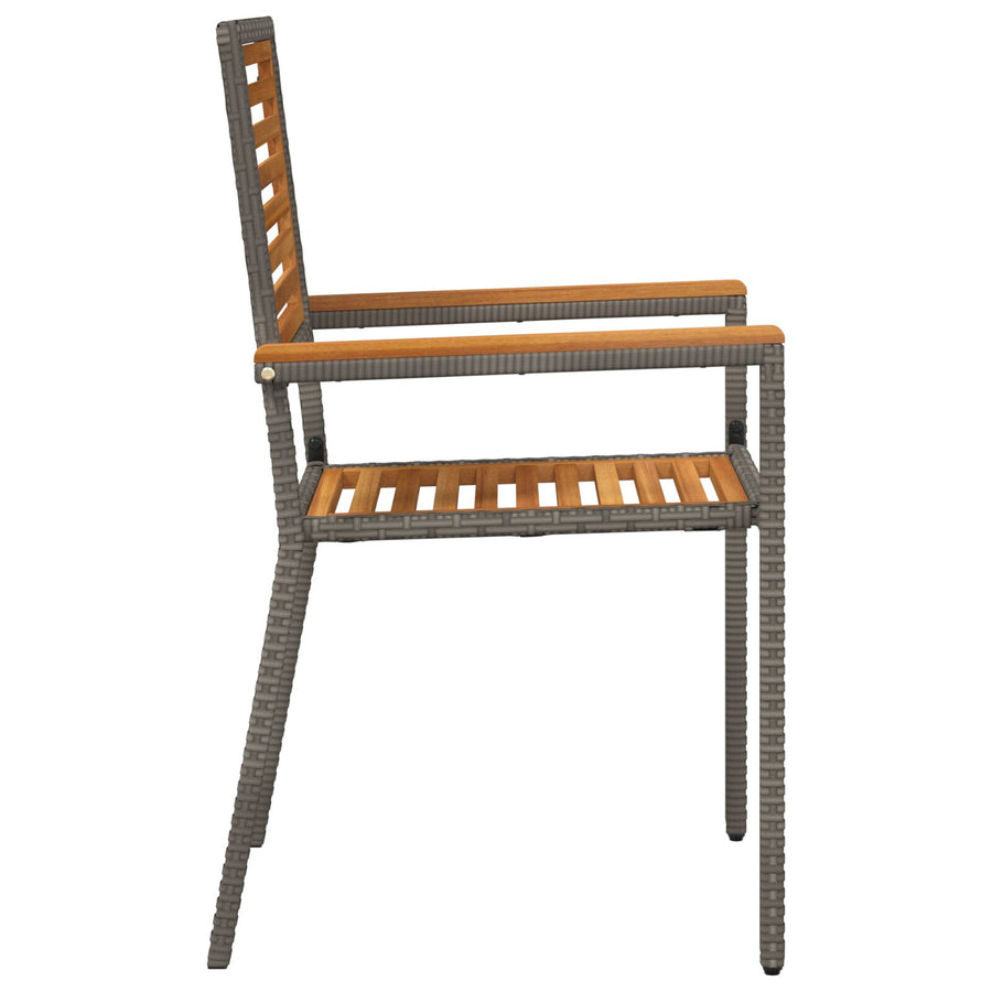 Stapelbare Tuinstoelen Met Kussens - 2 Stuks Poly Rattan Grijs Hout