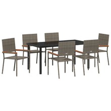 7 Persoons Tuin Eetset Grijs Poly Rattan