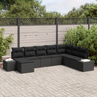 Garden Sofa Set with Cushions and Storage 8 pcs Black poly rattan