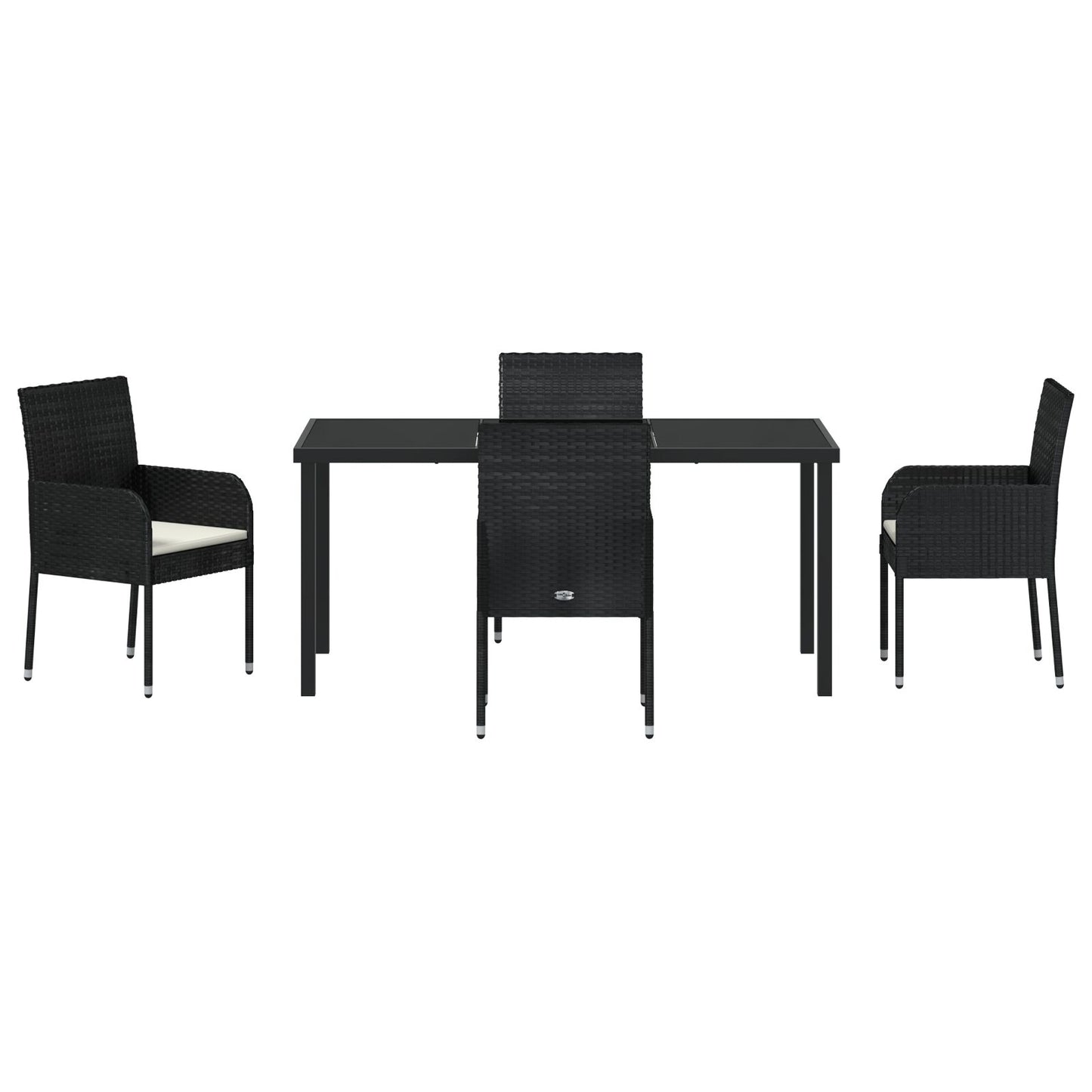 5-Delige Tuin Eetset Met Kussens Zwart Poly Rattan