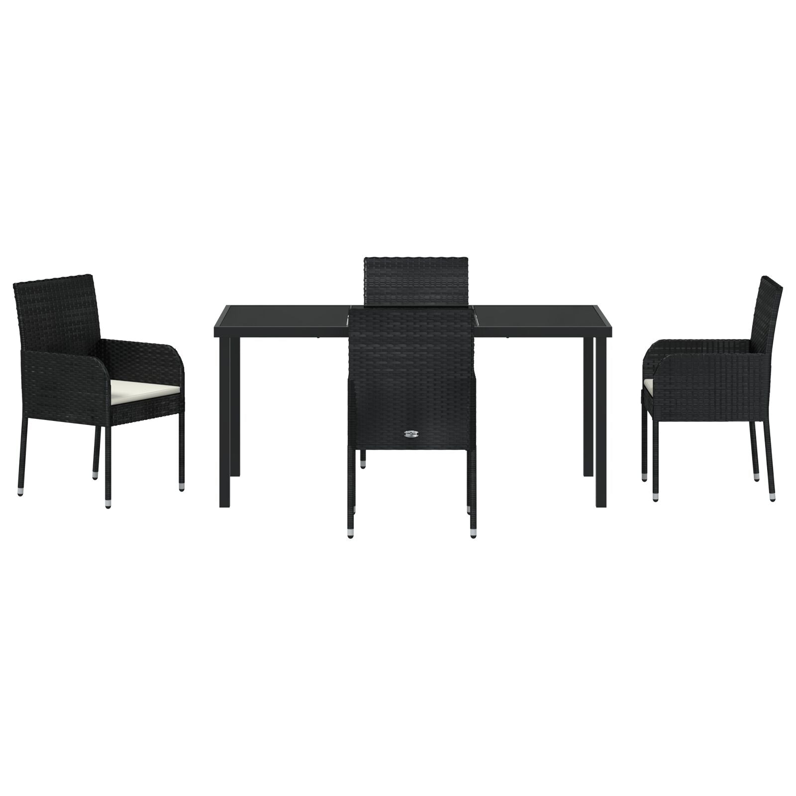 5-Delige Tuin Eetset Met Kussens Zwart Poly Rattan