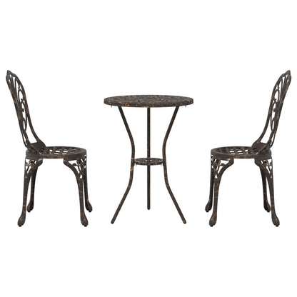 3-Delige Tuin Bistro Set Gietaluminium Brons