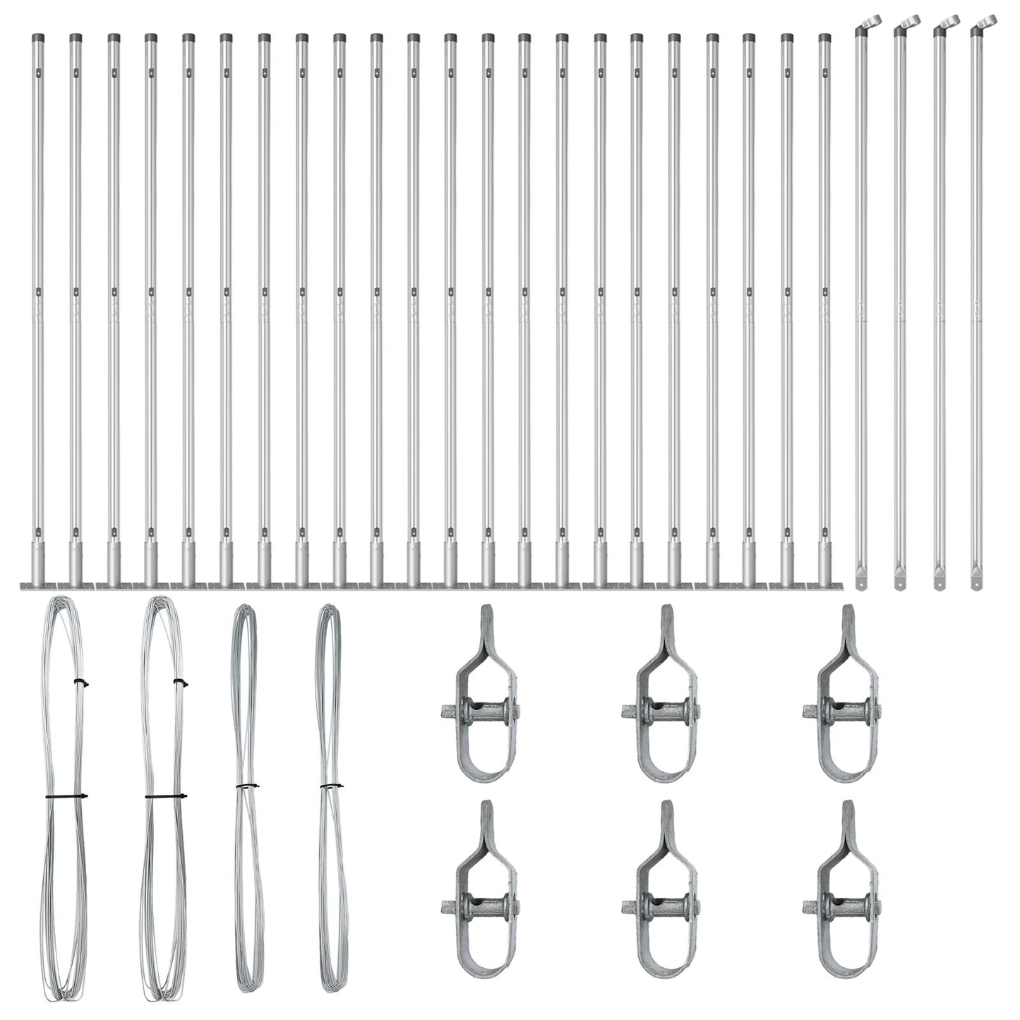 Fence Posts Set Van 52 3.2 X 3.2 X 88.5 Cm Gegalvaniseerd Staal 170 cm 26x betonnen post