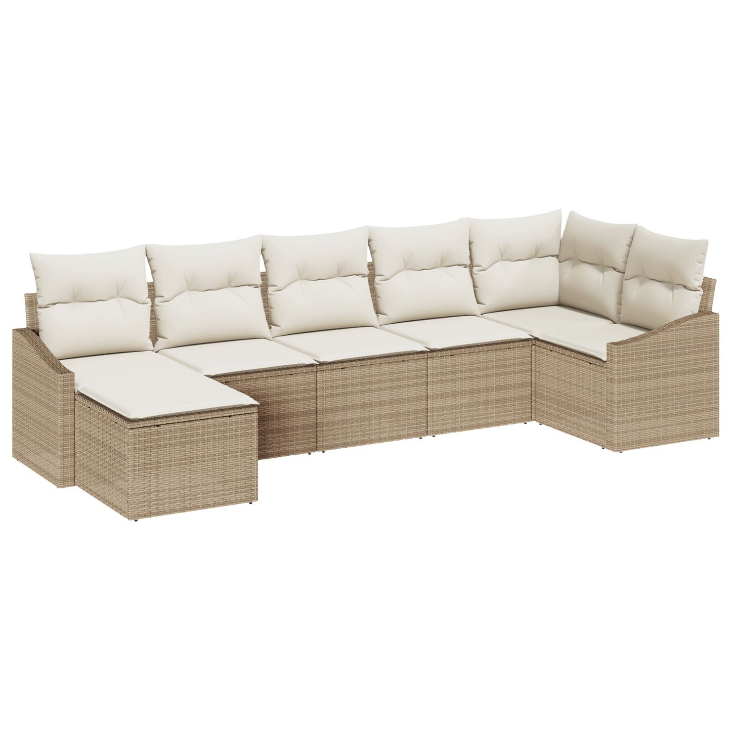 7-Delige Tuin Sofa Set Met Kussens Beige Poly Rattan